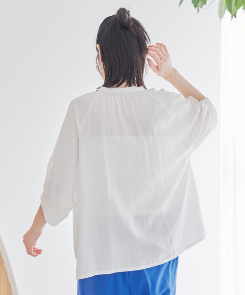 セール】【接触冷感】リラクシーストライプスキッパーブラウス