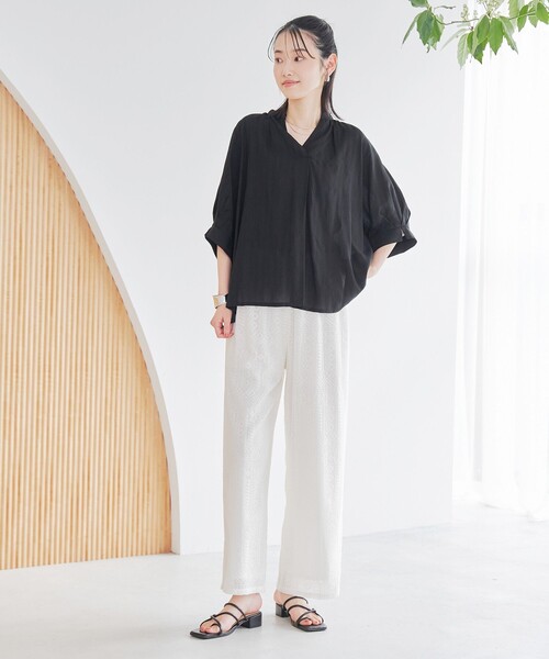 セール】【接触冷感】リラクシーストライプスキッパーブラウス