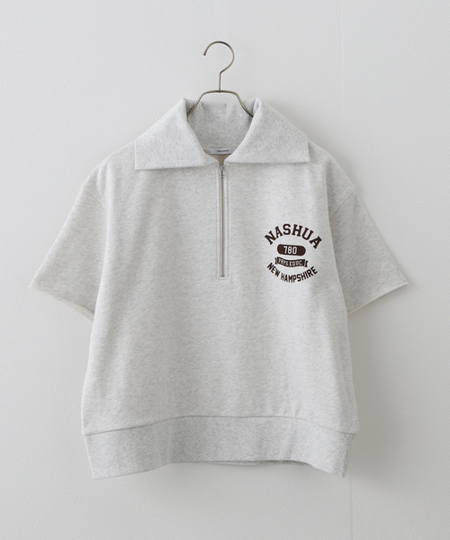 JOURNAL STANDARD(ジャーナルスタンダード)の「ハーフジップNASHUAプリントスウェット(スウェット・レディース・ホワイト×ホワイト/チャコールグレー・FREE)」の2枚目の写真