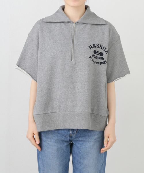 JOURNAL STANDARD(ジャーナルスタンダード)の「ハーフジップNASHUAプリントスウェット(スウェット・レディース・ホワイト×ホワイト/チャコールグレー・FREE)」の9枚目の写真