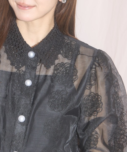 ブラウス シャツ 「ZOZO限定」襟付きフラワーレースブラウス レディース tocco closet ブラウス シャツ 「ZOZO限定」襟付きフラワー