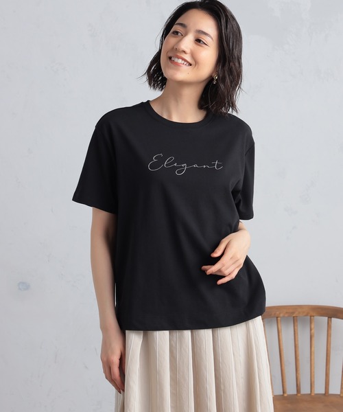 tシャツ 箔プリントロゴデザインプルオーバー レディース 箔ロゴプリントプルオーバー（Tシャツ/カットソー）｜GALLORIA