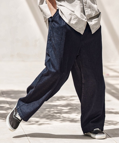 【 PINUE 】 タックステッチデニムパンツ PINUE タックステッチデニムパンツ BLUE
