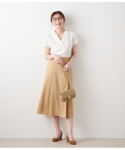 NEWYORKER（ニューヨーカー）の「ポリエステルラミーローン タックAラインスカート（スカート・レディース・キャメル/ネイビー・11号/9号）」の12枚目の写真