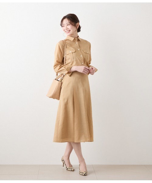 NEWYORKER（ニューヨーカー）の「ポリエステルラミーローン タックAラインスカート（スカート・レディース・キャメル/ネイビー・11号/9号）」の13枚目の写真