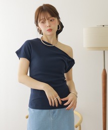 waffle one shoulder tee /ツイスト ワンショルダー ワッフル Tシャツ