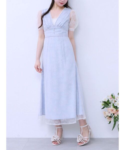 EATME（イートミー）の「Vネックレースワンピース（ワンピース・レディース・ブルー/アイボリー/その他1・MEDIUM/SMALL）」の2枚目の写真