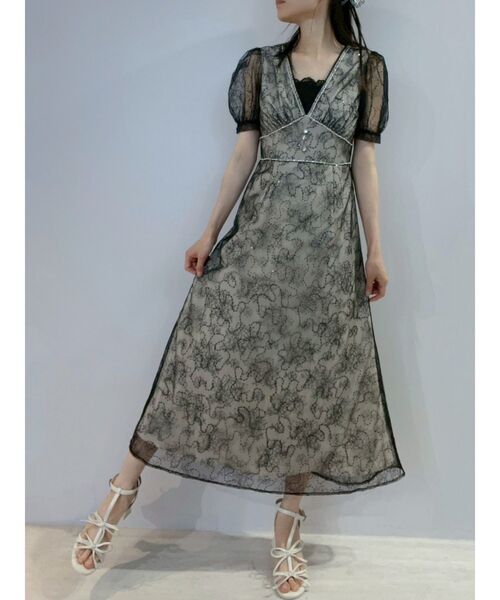 EATME（イートミー）の「Vネックレースワンピース（ワンピース・レディース・ブルー/アイボリー/その他1・MEDIUM/SMALL）」の4枚目の写真