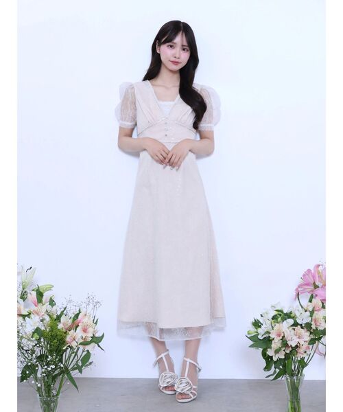 EATME（イートミー）の「Vネックレースワンピース（ワンピース・レディース・ブルー/アイボリー/その他1・MEDIUM/SMALL）」の8枚目の写真