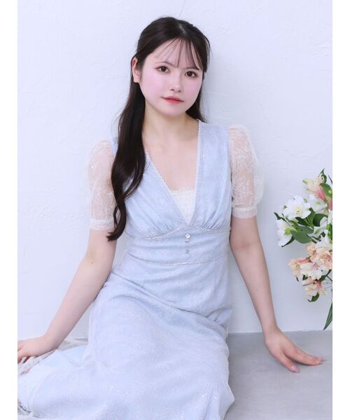 EATME（イートミー）の「Vネックレースワンピース（ワンピース・レディース・ブルー/アイボリー/その他1・MEDIUM/SMALL）」の9枚目の写真