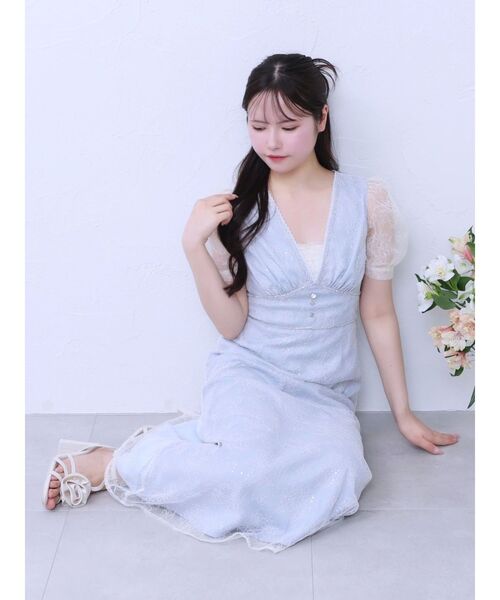 EATME（イートミー）の「Vネックレースワンピース（ワンピース・レディース・ブルー/アイボリー/その他1・MEDIUM/SMALL）」の10枚目の写真