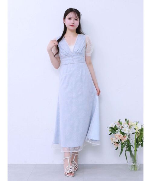 EATME（イートミー）の「Vネックレースワンピース（ワンピース・レディース・ブルー/アイボリー/その他1・MEDIUM/SMALL）」の12枚目の写真