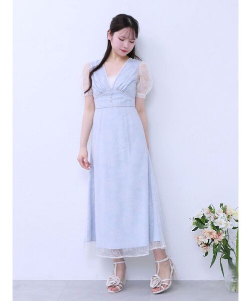 EATME（イートミー）の「Vネックレースワンピース（ワンピース・レディース・ブルー/アイボリー/その他1・MEDIUM/SMALL）」の13枚目の写真