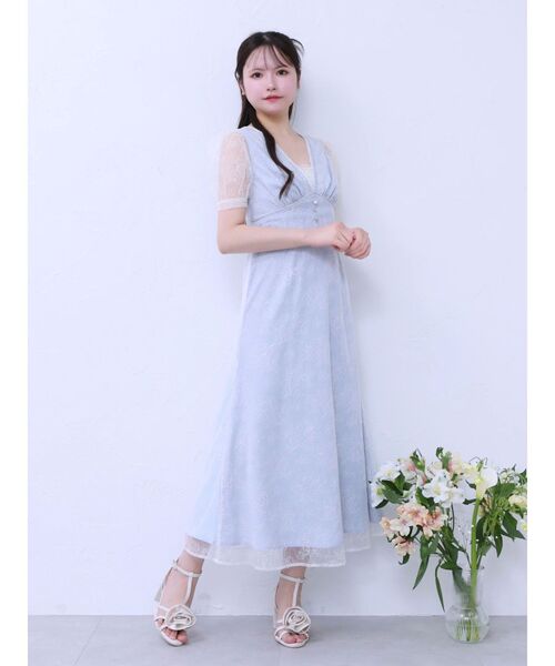 EATME（イートミー）の「Vネックレースワンピース（ワンピース・レディース・ブルー/アイボリー/その他1・MEDIUM/SMALL）」の14枚目の写真