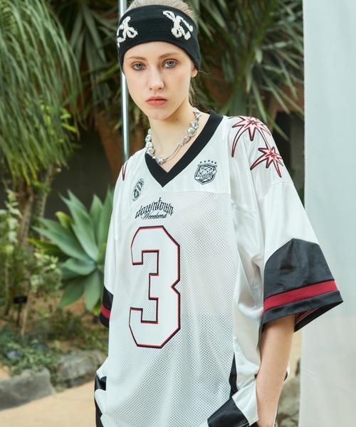 LARTIGENT(ラーティゼン)の「L9 BIG NUMBER FOOTBALL TOP(Tシャツ/カットソー・レディース・ホワイト/ネイビー・FREE)」の1枚目の写真