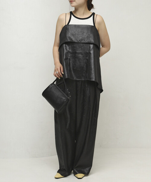 Firsthand（ファーストハンド）の「Firsthand/ファーストハンド チンツ加工 バックオープン キャミソールトップス / スパゲッティストラップ（キャミソール・レディース・ワイン/ブラック/ブラウン・FREE）」の17枚目の写真