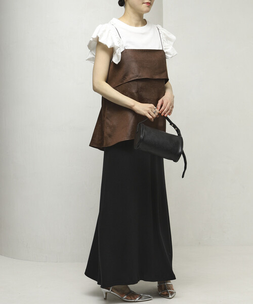 Firsthand（ファーストハンド）の「Firsthand/ファーストハンド チンツ加工 バックオープン キャミソールトップス / スパゲッティストラップ（キャミソール・レディース・ワイン/ブラック/ブラウン・FREE）」の5枚目の写真