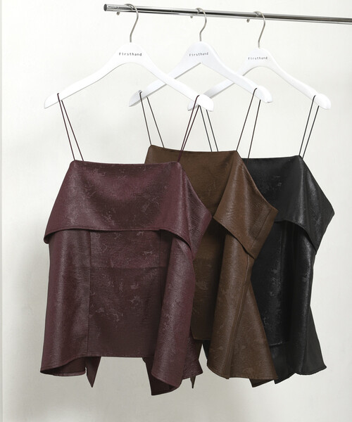 Firsthand（ファーストハンド）の「Firsthand/ファーストハンド チンツ加工 バックオープン キャミソールトップス / スパゲッティストラップ（キャミソール・レディース・ワイン/ブラック/ブラウン・FREE）」の7枚目の写真