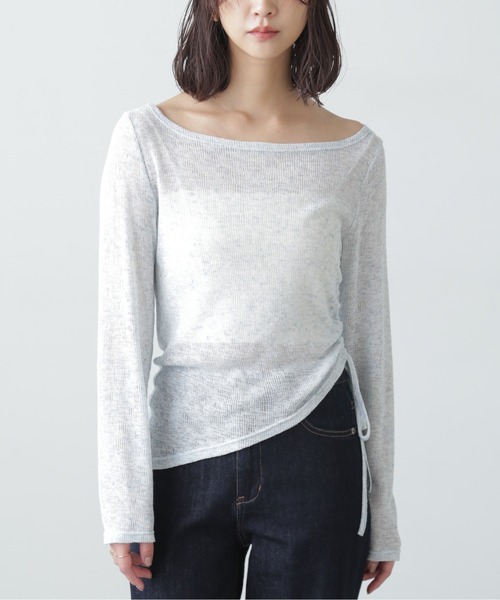 FREE'S MART（フリーズマート）の「◇メランジドロストシャーリングカットソー（Tシャツ/カットソー・レディース・ブルー/ホワイト/ブラック/ブラウン・FREE）」の9枚目の写真