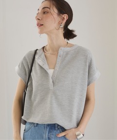 セール】ポンチウエストコンシャスVネックトップス（Tシャツ