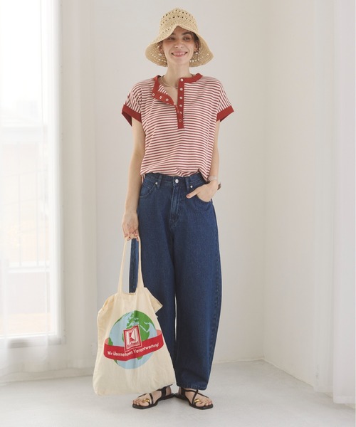 ANGIE(アンジー)の「ヘンリーネック フレンチスリーブ ワッフルT(Tシャツ/カットソー・レディース・チャコールグレー/ブラウン/杢グレー/オレンジ系その他/ブラウン系その他/アイボリー・FREE)」の8枚目の写真