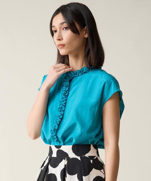 Tiara（ティアラ）の「ハイネックフリルブラウス（シャツ/ブラウス・レディース・ターコイズブルー/ブラック/ブラウン・FREE）」の5枚目の写真