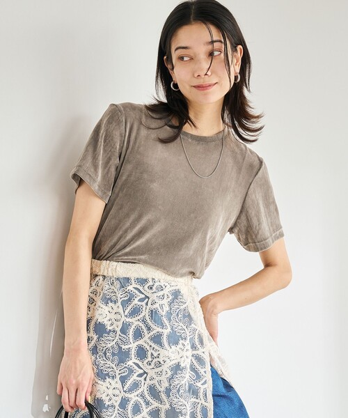 定価24200円 異素材フロッキーグラデーション　リネンシャツ　トーキング シアー フロッキー Tシャツ（Tシャツ/カットソー）｜green label