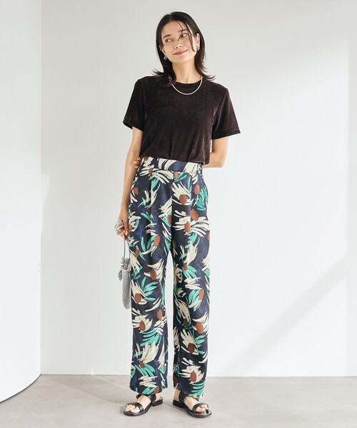 green label relaxing(グリーンレーベルリラクシング)の「シアー フロッキー Tシャツ(Tシャツ/カットソー・レディース・グレー/ダークグリーン/ブラック/ライトブルー/ダークブラウン・FREE)」の17枚目の写真