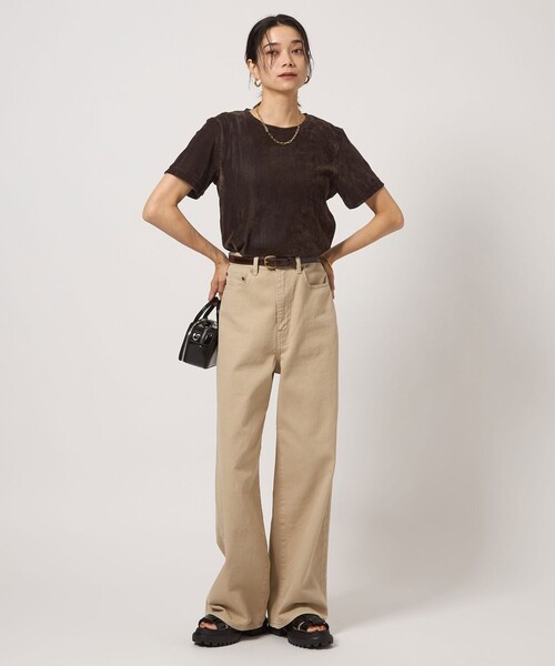 green label relaxing(グリーンレーベルリラクシング)の「シアー フロッキー Tシャツ(Tシャツ/カットソー・レディース・グレー/ダークグリーン/ブラック/ライトブルー/ダークブラウン・FREE)」の21枚目の写真