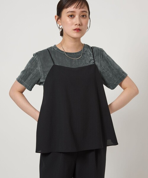 定価24200円 異素材フロッキーグラデーション　リネンシャツ　トーキング シアー フロッキー Tシャツ（Tシャツ/カットソー）｜green label
