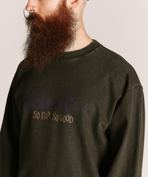 Schott(ショット)の「Schott/ショット/PIGMENT SO FAR SO GOOD CREW SWEAT/ピグメント ソー ファー ソー グッド クルースウェット(スウェット・メンズ・レッド/ブルーグレー/ブラック・2XL/XL/L/M)」の8枚目の写真