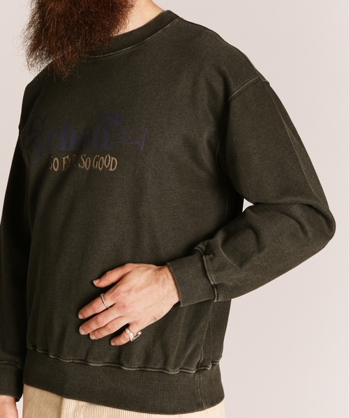Schott(ショット)の「Schott/ショット/PIGMENT SO FAR SO GOOD CREW SWEAT/ピグメント ソー ファー ソー グッド クルースウェット(スウェット・メンズ・レッド/ブルーグレー/ブラック・2XL/XL/L/M)」の9枚目の写真