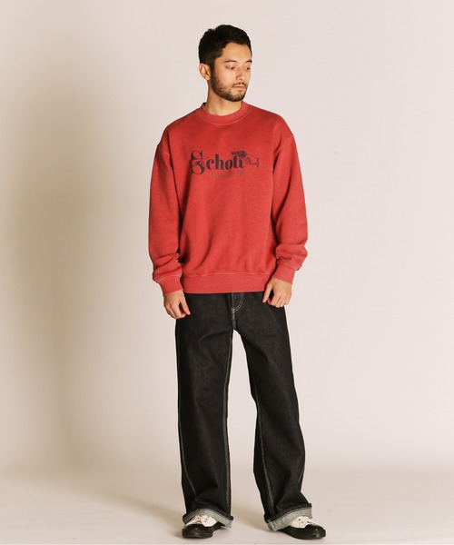 Schott(ショット)の「Schott/ショット/PIGMENT SO FAR SO GOOD CREW SWEAT/ピグメント ソー ファー ソー グッド クルースウェット(スウェット・メンズ・レッド/ブルーグレー/ブラック・2XL/XL/L/M)」の13枚目の写真