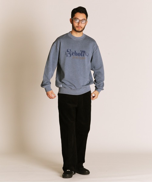 Schott(ショット)の「Schott/ショット/PIGMENT SO FAR SO GOOD CREW SWEAT/ピグメント ソー ファー ソー グッド クルースウェット(スウェット・メンズ・レッド/ブルーグレー/ブラック・2XL/XL/L/M)」の12枚目の写真