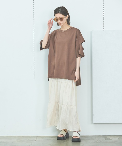 LAKOLE(ラコレ)の「サテンワッシャーティアードスカート / 499552(スカート・レディース・ブラック/ブラウン/アイボリー/マスタード・FREE)」の9枚目の写真