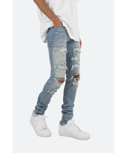 mnml】X201 RHINESTONE SKINNY DENIM [I]（デニムパンツ）｜mnml