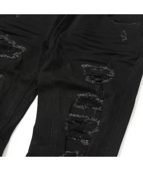 X201 RHINESTONE SKINNY DENIM -BLACK- | WALKIN STORE WEB SHOP