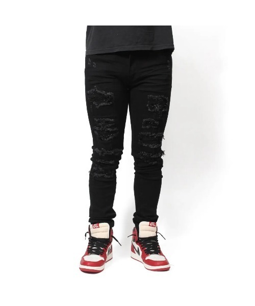セール】【mnml】X201 RHINESTONE SKINNY DENIM [I]（デニム