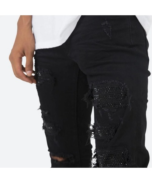 mnml】X201 RHINESTONE SKINNY DENIM [I]（デニムパンツ）｜mnml