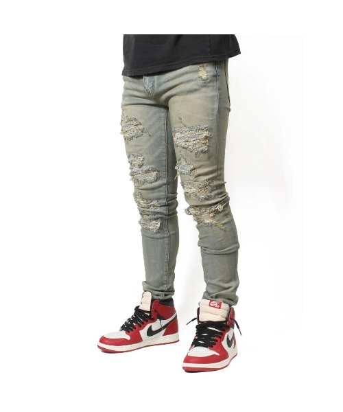 mnml】X201 RHINESTONE SKINNY DENIM [I]（デニムパンツ）｜mnml