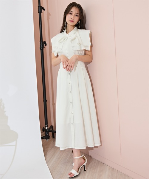 WILLSELECTION(ウィルセレクション)の「スクエアラッフルシャツワンピース(ワンピース・レディース・ネイビー/サックスブルー/オフホワイト・FREE)」の2枚目の写真