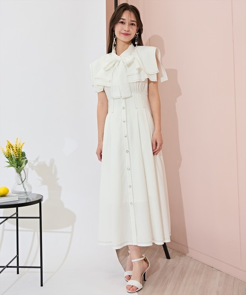 WILLSELECTION(ウィルセレクション)の「スクエアラッフルシャツワンピース(ワンピース・レディース・ネイビー/サックスブルー/オフホワイト・FREE)」の4枚目の写真