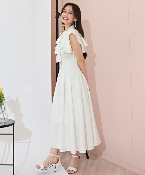 WILLSELECTION(ウィルセレクション)の「スクエアラッフルシャツワンピース(ワンピース・レディース・ネイビー/サックスブルー/オフホワイト・FREE)」の5枚目の写真