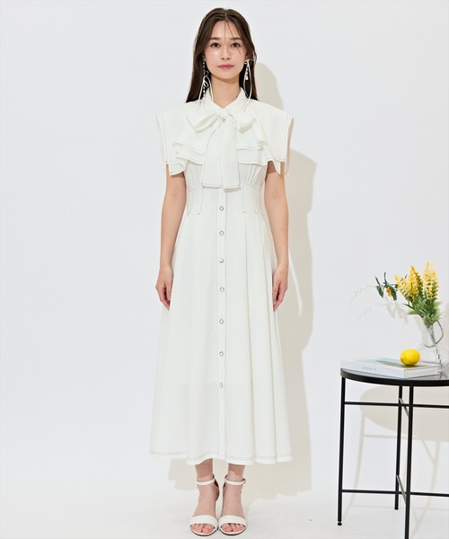 WILLSELECTION(ウィルセレクション)の「スクエアラッフルシャツワンピース(ワンピース・レディース・ネイビー/サックスブルー/オフホワイト・FREE)」の6枚目の写真