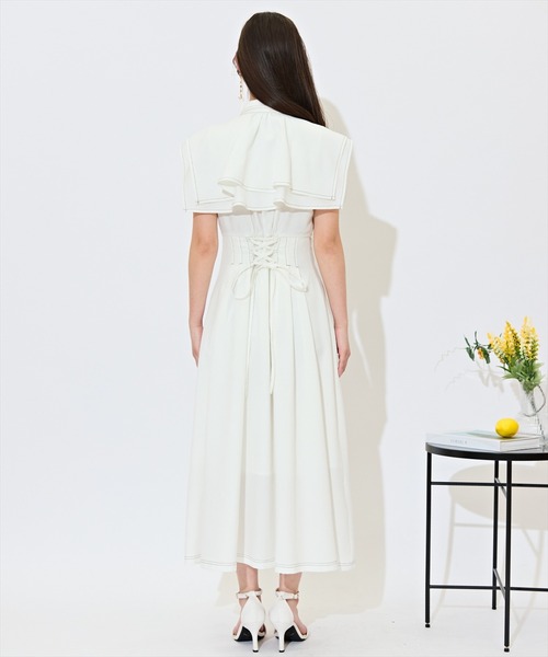 WILLSELECTION(ウィルセレクション)の「スクエアラッフルシャツワンピース(ワンピース・レディース・ネイビー/サックスブルー/オフホワイト・FREE)」の8枚目の写真