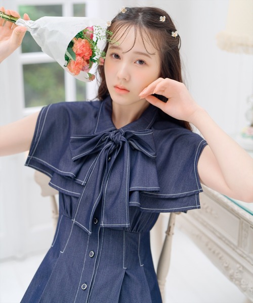 WILLSELECTION(ウィルセレクション)の「スクエアラッフルシャツワンピース(ワンピース・レディース・ネイビー/サックスブルー/オフホワイト・FREE)」の20枚目の写真