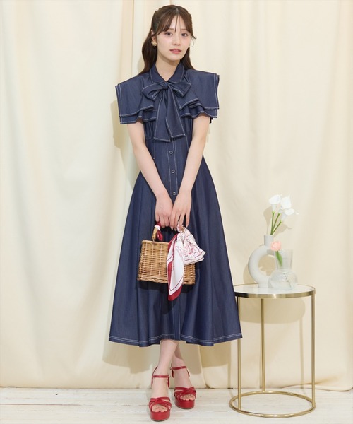 WILLSELECTION(ウィルセレクション)の「スクエアラッフルシャツワンピース(ワンピース・レディース・ネイビー/サックスブルー/オフホワイト・FREE)」の21枚目の写真