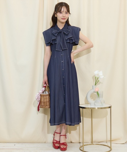 WILLSELECTION(ウィルセレクション)の「スクエアラッフルシャツワンピース(ワンピース・レディース・ネイビー/サックスブルー/オフホワイト・FREE)」の22枚目の写真