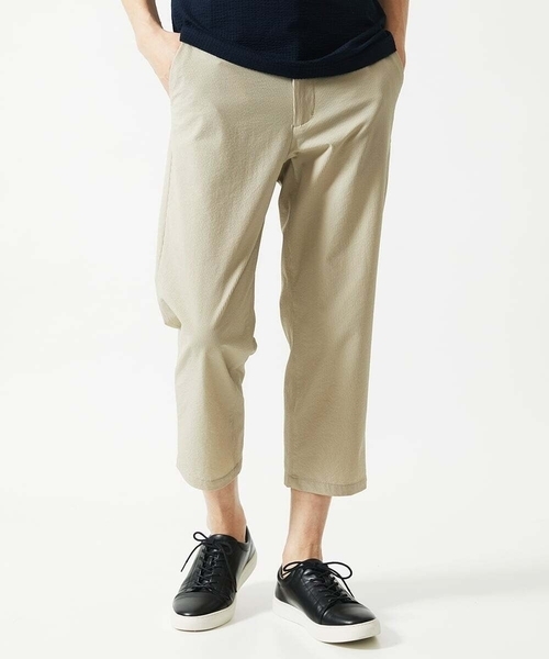 MK MICHEL KLEIN HOMME （エムケーミッシェルクランオム）の「【洗える / クロップド丈】サッカーストライプ パンツ（その他パンツ・メンズ・ブラック/ボルドー/グレー/アイボリー・44/46/50/48）」の2枚目の写真