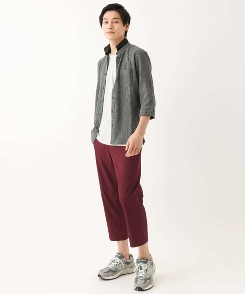 MK MICHEL KLEIN HOMME （エムケーミッシェルクランオム）の「【洗える / クロップド丈】サッカーストライプ パンツ（その他パンツ・メンズ・ブラック/ボルドー/グレー/アイボリー・44/46/50/48）」の5枚目の写真